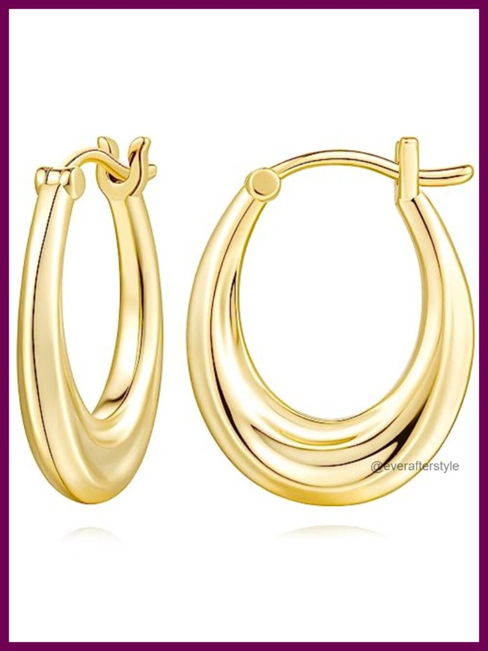 14K Gold Plated Hoop Earrings for Women Hypoallergenic Click-Top Oval Earrings